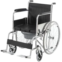 HOMCOM Folding Commode Mobile Toilet Aluminium Alloy Wheelchair with Detachable Bucket for Bedside/Bathroom(m-8)
