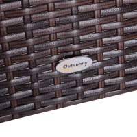 Outsunny 3 Piece Rattan Wicker Side Table Set with Square, Round Shape, Outdoor Garden Coffee Bistro Table, Brown(m-6)