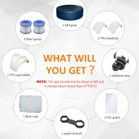 Outsunny 82'' x 26'' Portable Hot Tub 4 Person Outdoor Inflatable Round Heated Tub Spa with 130 Bubble Jets, Filter Pump, Cover, Blue(m-8)