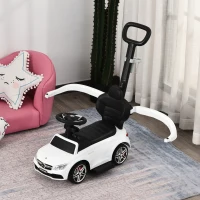 Aosom Push Cars for Toddlers Ride On & Push Car Stroller Sliding Walking Car with Underneath Storage Compartment & Working Steering Wheel, White(m-3)