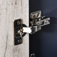 HOMCOM Multifunctional Storage Cabinet Bookcase with Doors and Display Shelves for Books, Photos, Blue and Natural Wood(m-8)