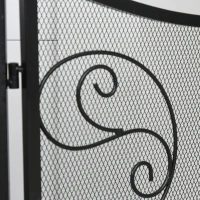 HOMCOM 3-Panel Metal Fireplace Spiral Mesh Cover Screen Home Foldable Steel Spark Guard Decoration, Black(m-8)