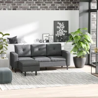 HOMCOM Convertible Sectional Sofa Couch with Reversible Chaise, L-Shaped Couch with Thick Sponge Cushions for Small Space, Dark Grey(m-2)