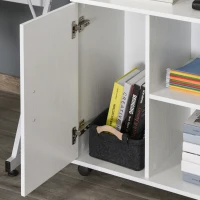 HOMCOM Wood Rolling File Cabinet Storage Organizer with 3 Large Open Shelves and Door Cabinet Door for Easy Storage and Mobility, White(m-13)