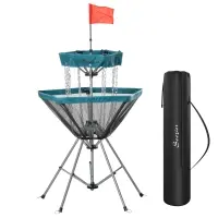 Soozier Portable Disc Golf Basket Target with 12-Chain, Easy Carry Bag, Blue(m-1)