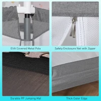 Qaba 59" Mini Rebounder Trampoline for Kids with Net Enclosure, Elastic Harness, & Heavy Duty Bungees(m-7)