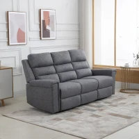 HOMCOM Modern 3-Seater Recliner Sofa with Linen Fabric and Thick Sponge Padding, 3 Seater Couch Recliner Couch Manual Reclining Sofa Living Room Furniture, Gray(m-9)