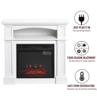 HOMCOM 31.75" W x 31" H Electric Fireplace Mantel TV Stand, Media Console Center Cabinet with a Shelf, White(m-4)