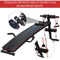 Soozier Foldable Sit Up Bench Core Workout Adjustable Weight Thigh Support  for Home Gym Black and Red(m-4)