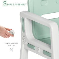 Qaba 3-Piece Kids Table and Chair Set Writing Desk with Armrest, Storage Space for Toddler Activities, Green(m-6)