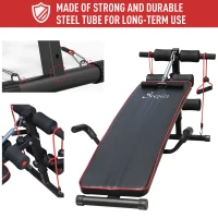 Soozier Foldable Sit Up Bench Core Workout Adjustable Weight Thigh Support  for Home Gym Black and Red(m-6)
