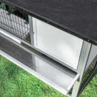 PawHut 48" Wooden Rabbit Hutch Bunny Cage Small Animal House Enclosure with Ramp, Removable Tray and Weatherproof Roof for Outdoor, Gray(m-12)