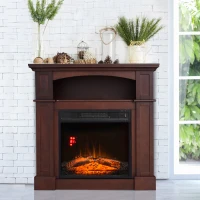 HOMCOM 31.75" W x 31" H Electric Fireplace Mantel TV Stand, Media Console Center Cabinet with a Shelf, Dark Coffee(m-10)