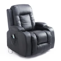 HOMCOM Luxury Faux Leather Heated Vibrating 8 Point Massage Recliner Chair with 360 Swivel and Remote, Black(m-11)