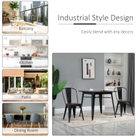 HOMCOM 3 Piece Industrial Style Dining Table Set, Small Kitchen Table and Chairs for 2,Steel Frame and Wooden Top, Black(m-7)