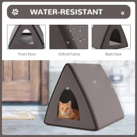 PawHut Heated Cat House A-Frame Pet Shelter with Zippered Water-resistant Roof for Indoor and Outdoor(m-6)