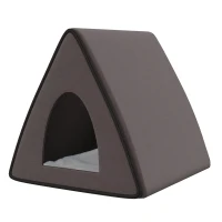 PawHut Heated Cat House A-Frame Pet Shelter with Zippered Water-resistant Roof for Indoor and Outdoor(m-11)