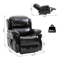 HOMCOM Power Massage Recliner Chair with Heat and Remote Control, 8 Massaging Points, PU Leather - Black(m-3)