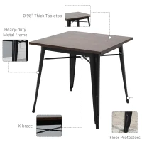 HOMCOM 3 Piece Industrial Style Dining Table Set, Small Kitchen Table and Chairs for 2,Steel Frame and Wooden Top, Black(m-5)