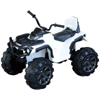 Aosom 12V Kids ATV Ride-on Four Wheeler Car with Bluetooth MP3 Real Working Headlights, Music/Radio Player, & Smooth Suspension, White(m-1)