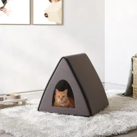 PawHut Heated Cat House A-Frame Pet Shelter with Zippered Water-resistant Roof for Indoor and Outdoor(m-10)