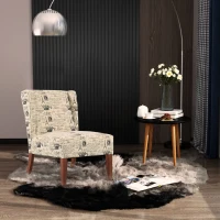 HOMCOM Upholstered Armless Accent Chair, Leisure Side Chair with Wingback, Soft Linen Fabric and Solid Wood Legs, Decorative for Bedroom, Living room, Paris(m-9)