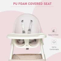 Qaba High Chair Baby Seat with Removable Food Tray for Kids 3 to 6 Months, Pink(m-5)