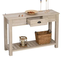 HOMCOM Console Side Entryway Table with Storage Drawer, Bottom Shelf, and Strong Sturdy Construction, White Oak(m-11)