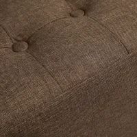HOMCOM Tufted Ottoman Linen-Touch Fabric Upholstered Footrest Stool with Anti-Slip Pads, Brown(m-8)