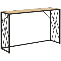 HOMCOM 47.25" Console Table, Industrial Sofa Table with Metal Frame for Living Room, or Hallway, Natural/Black(m-1)