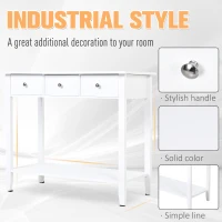 HOMCOM Console Table Industrial Desk with Drawer Bottom Shelf & Large Tabletop for Entryway or Living Room, White(m-7)