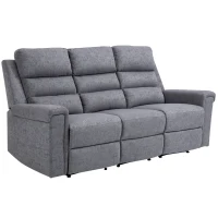 HOMCOM Modern 3-Seater Recliner Sofa with Linen Fabric and Thick Sponge Padding, 3 Seater Couch Recliner Couch Manual Reclining Sofa Living Room Furniture, Gray(m-1)