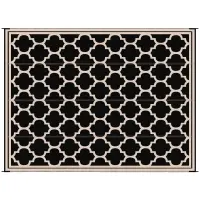Outsunny Reversible Polypropylene Outdoor Rug Folding, Durable, Perfect for Camping, Deck & Beach Black(m-1)