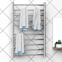HomCom 10-Bar Curved Stainless Steel Wall Mounted Electric Heated Towel Rack Warmer(m-8)