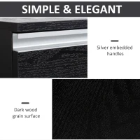 HOMCOM 23.25" 3-Drawer Office Storage Cabinet with Wheels, Dark Wood(m-6)