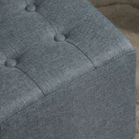 HOMCOM Tufted Ottoman Linen-Touch Fabric Upholstered Footrest Stool with Anti-Slip Pads, Grey(m-8)