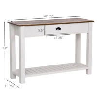 HOMCOM Console Side Entryway Table with Storage Drawer, Bottom Shelf, and Strong Sturdy Construction, White(m-3)