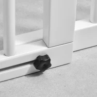 PawHut Freestanding Length Adjustable Wooden Pet Gate with Lockable Door 3 Panels, White(m-9)