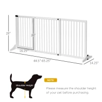 PawHut Freestanding Length Adjustable Wooden Pet Gate with Lockable Door 3 Panels, White(m-3)