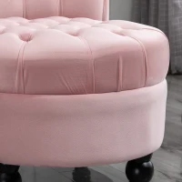 HOMCOM Retro High Back Armless Royal Accent Chair Fabric Upholstered Tufted Seat for Living Room, Dining Room and Bedroom, Pink(m-8)