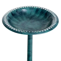 Outsunny 28'' Bird Bath Outdoor Resin Decor with Fleur De Lis Pattern, Time-Worn Finish(m-9)