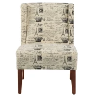 HOMCOM Upholstered Armless Accent Chair, Leisure Side Chair with Wingback, Soft Linen Fabric and Solid Wood Legs, Decorative for Bedroom, Living room, Paris(m-7)