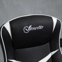 Vinsetto High Back Video Gaming Chair Height Adjustable Flip-up Armrest 360° Swivel Racing Gamer with Pedestal Base, Black and White(m-8)