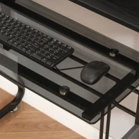 HOMCOM Writing PC Computer Desk with Height Adjustable Monitor Stand and Foot Pads for Home Office Workstation, Black(m-9)