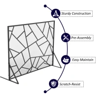 HOMCOM Single-Panel Metal Fireplace Screen Cover Stainless Steel Spark Guard Art Modern Decoration, Black(m-6)