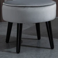 HOMCOM Modern Foot stool Ottoman, Small Leisure Chair Upholstered, Button Tufted Armless Club Chair Wingback Chair with Low Back, Velvet Style Fabric and Stable Fir Legs, Grey(m-14)