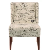 HOMCOM Upholstered Armless Accent Chair, Leisure Side Chair with Wingback, Soft Linen Fabric and Solid Wood Legs, Decorative for Bedroom, Living room, Letter(m-10)