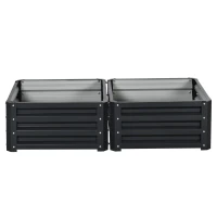 Outsunny 2' x 2' x 1' 2-Piece Raised Garden Bed Box with Steel Frame for Vegetables, Flowers, & Herbs, Grey(m-11)