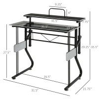 HOMCOM Writing PC Computer Desk with Height Adjustable Monitor Stand and Foot Pads for Home Office Workstation, Black(m-3)