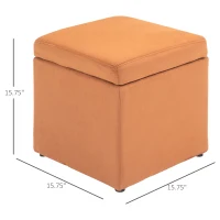 HOMCOM 16" Microfiber Upholstered Cube Storage Ottoman Footrest Seat with Hinged Lid - Brown(m-3)